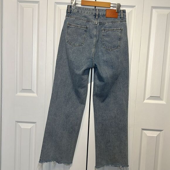Princess Polly High Rise Raw Hem Light Wash Jeans Size 4 - Picture 7 of 14